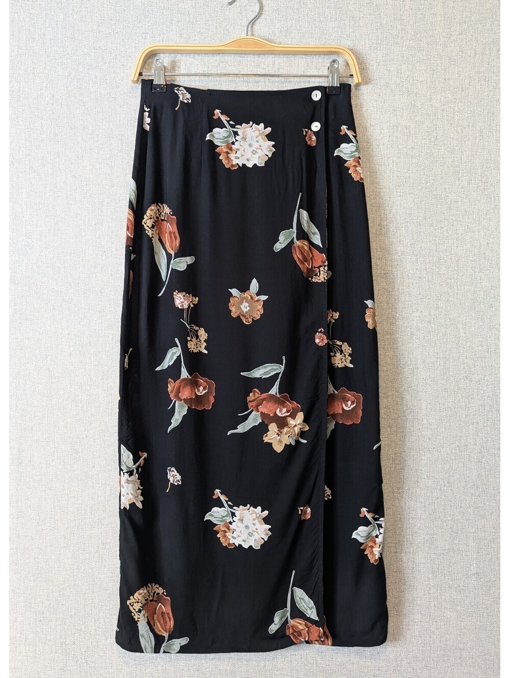 Vintage 90s dark romantic floral wrap midi skirt
